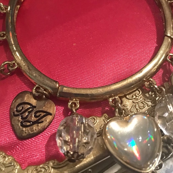 Betsey Johnson pink rose bud heart charm stretch bracelet vintage dollbaby fairy - Picture 6 of 6